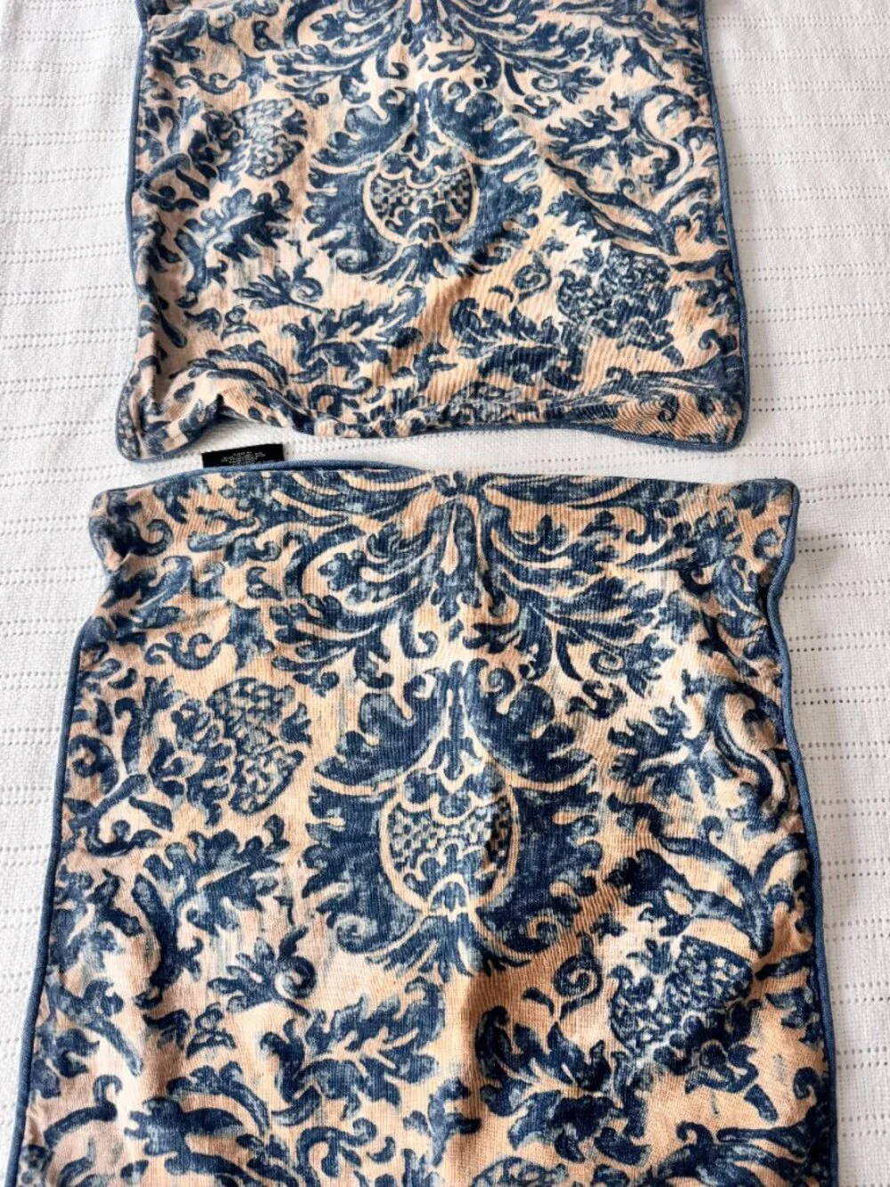 Ralph Lauren 2 BLUE DAMASK The LANDING DECORATIVE PILLOW SHAMS